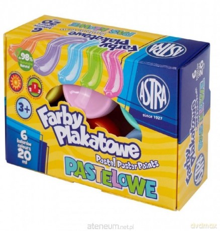 Farby plakatowe pastelowe 6 kolorów 20 ml