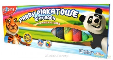Farby plakatowe w tubach 12 kolorów 30 ml