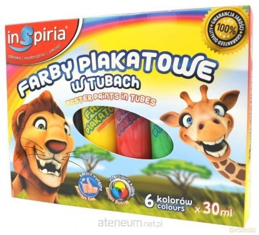 Farby plakatowe w tubach 6 kolorów 30 ml