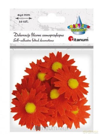 Filcowe dekoracje 3D kwiaty pomarańczowe 10 szt