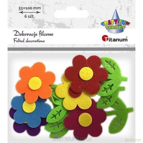 Filcowe kwiaty 3D 55x100mm mix 6 szt