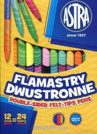 Flamastry dwustronne Astra 12 sztuk=24 kol.