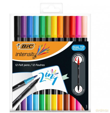 Flamastry Intensity Dual Tip dwustronne 12 kol