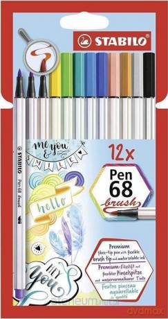 Flamastry Pen 68 brush 12 kolorów