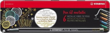 Flamastry Pen 68 Metallic etui metal 6 kolorów