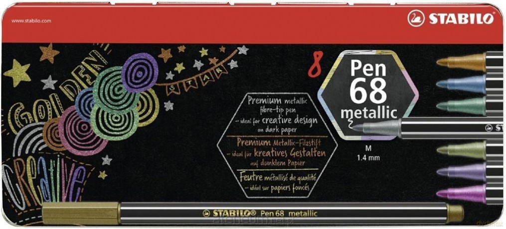 Flamastry Pen 68 Metallic etui metal 8 kolorów