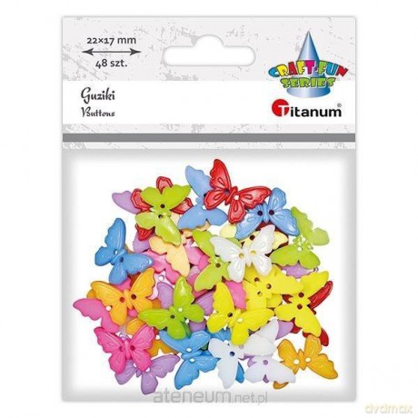 Guziki plastikowe motylki 22x17mm mix 48 szt