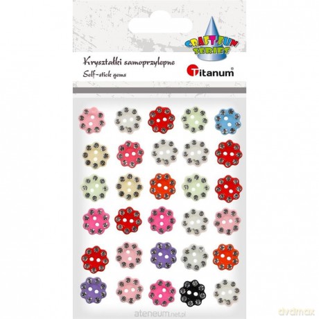 Guziki samoprzylepne kwiatki mix 12mm 30 szt