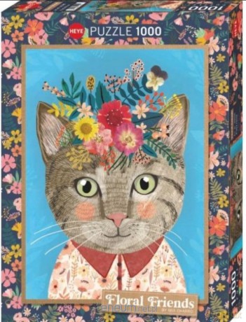 HEYE 1000 el. Floral Friends, Kotek z kwiatami [PUZZLE]