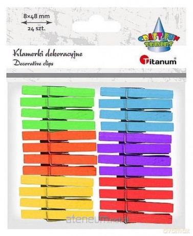 Klamerki drewniane 6 kolorów 7x49mm 24 szt