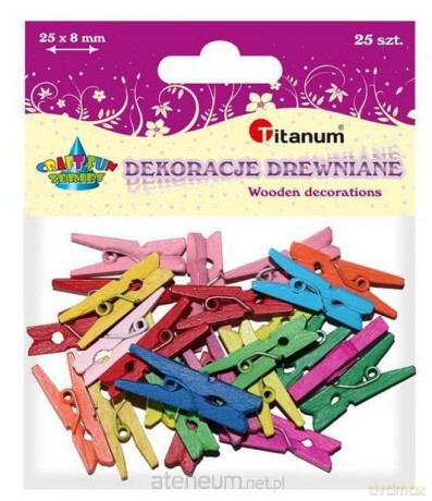 Klamerki drewniane 8 kolorów 3x25mm 25 szt