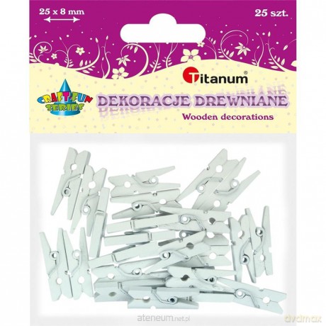 Klamerki drewniane białe 25 szt