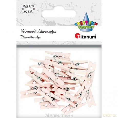 Klamerki drewniane bladoróżowe 25 szt