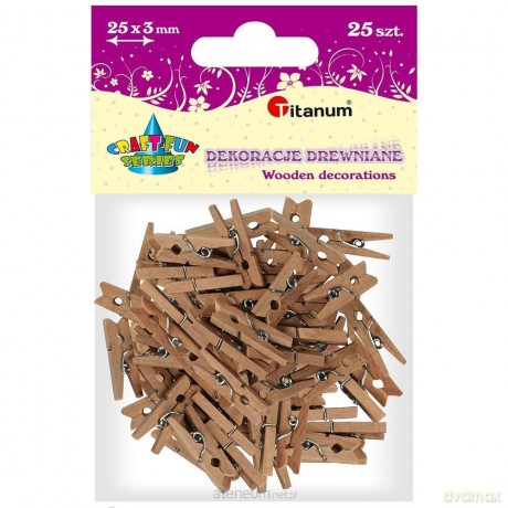Klamerki drewniane naturalne 25 szt
