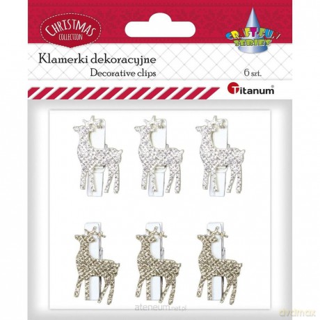 Klamerki drewniane Renifer 6 szt