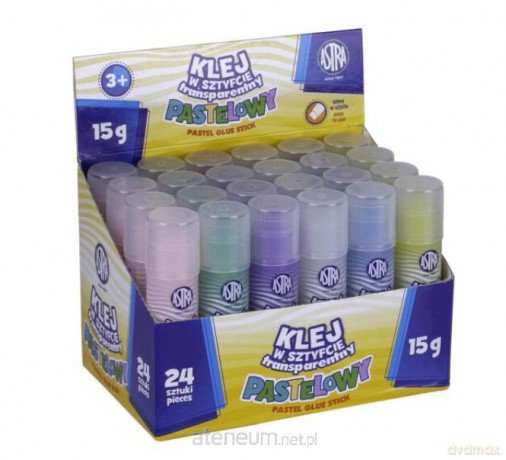 Klej w sztyfcie 15g transparenty pastelowy (24 szt)