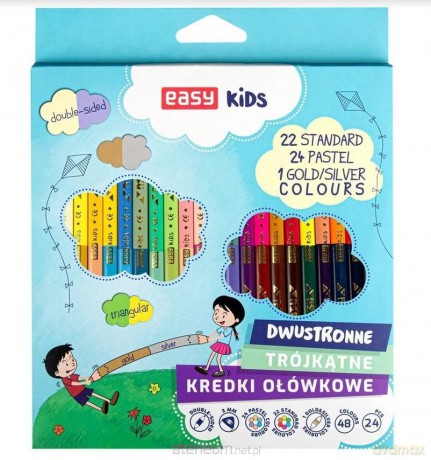 Kredki dwustronne trójkątne 48 kolorów
