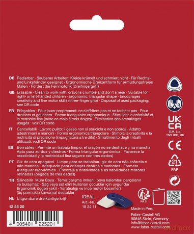 Kredki Grip trójkątne woskowe 12 kolorów