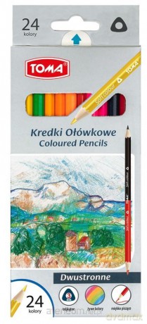 Kredki ołówkowe dwustronne 24 kolory