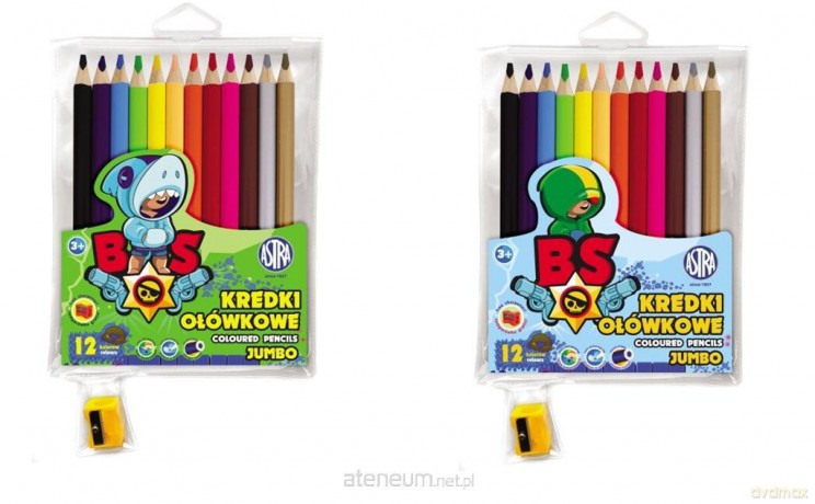 Kredki ołówkowe Jumbo BS 12 kolorów + temperówka