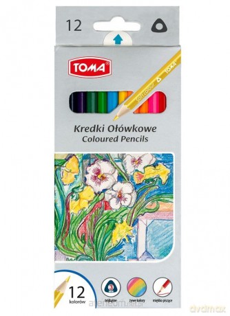 Kredki ołówkowe trójkątne 12 kolorów