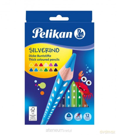 Kredki Silverino trójkątne grube 12 kolorów