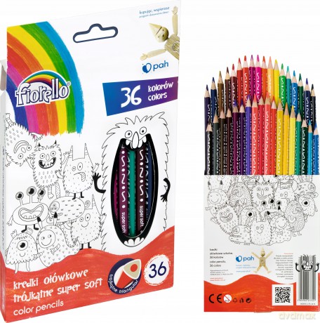 Kredki Super Soft 36 kolorów ostrz.trójk.