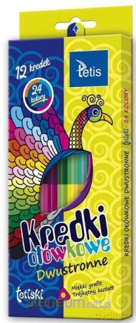 Kredki tetiski trójkątne dwustronne 12 szt. KT005-AB