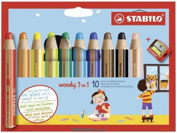 Kredki Woody 3w1 10 kol + temperówka