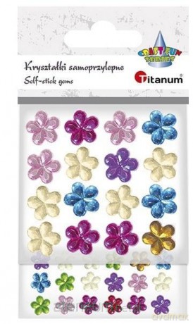 Kryształki samoprzylepne kwiatki mix kolorów 52 szt