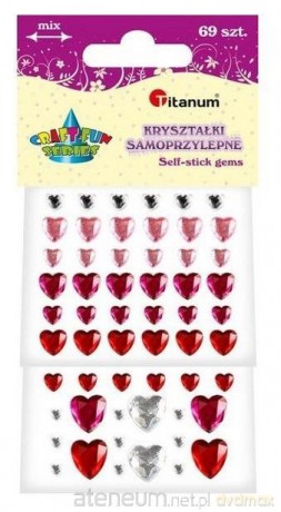 Kryształki samoprzylepne serca mix 69 szt