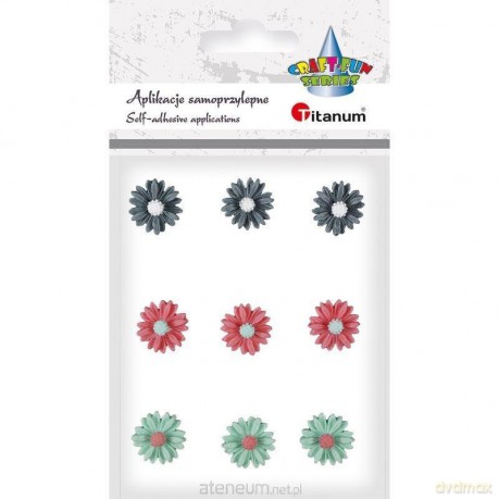 Kwiatki samoprzylepne z żywicy margerytki mix 9 szt