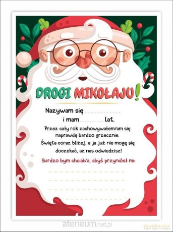 List do świętego Mikołaja A4 - Mikołaj 5 szt