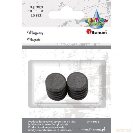 Magnesy okrągłe czarne 15mm 10 szt
