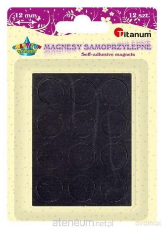 Magnesy samoprzylepne okrągłe czarne 12mm 12 szt