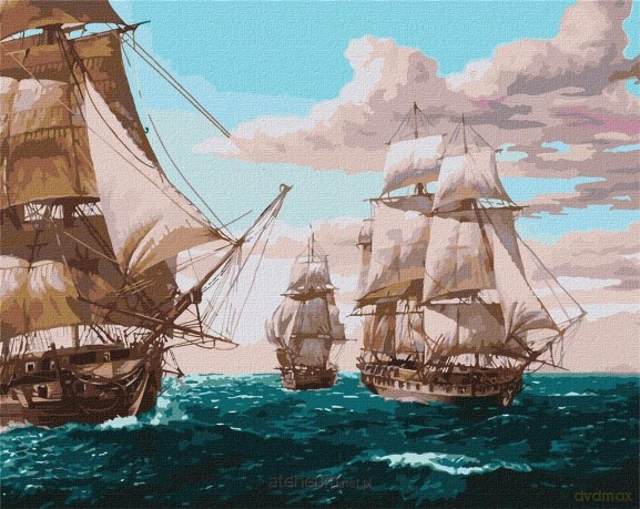 Malowanie po numerach - Białe żagle 40x50 cm