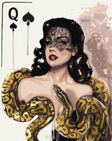 Malowanie po numerach - Dama pikowa 40x50 cm