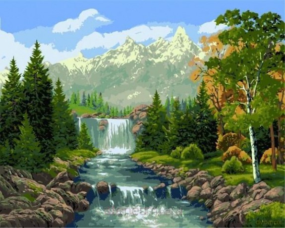Malowanie po numerach - Górska cisza 30x40 cm