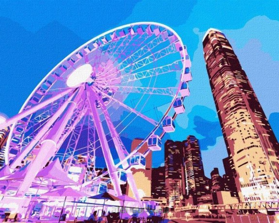 Malowanie po numerach - Hongkong nocą 40x50 cm