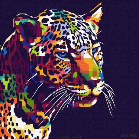 Malowanie po numerach - Jaguar pop-art 40x40 cm