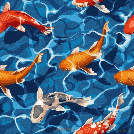Malowanie po numerach - Japoński karp 40x40 cm
