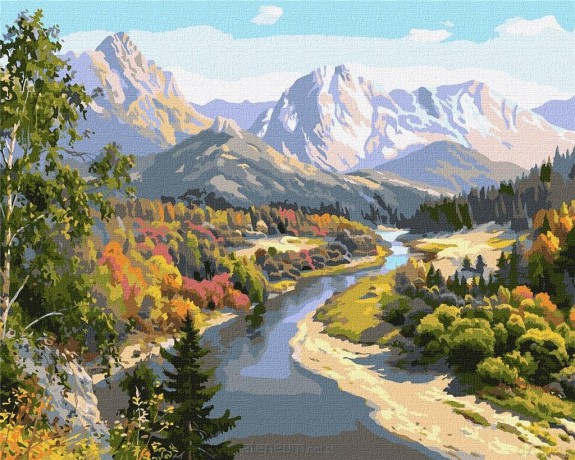 Malowanie po numerach - Jesień w górach 40x50 cm
