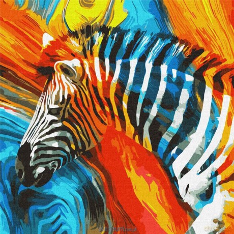 Malowanie po numerach - Kolorowa zebra 50x50 cm