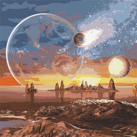 Malowanie po numerach - Kosmiczna pustynia 50x50 cm
