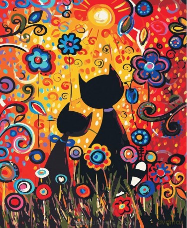 Malowanie po numerach - Koty w bajce 40x50 cm