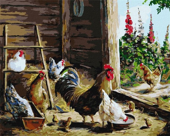 Malowanie po numerach - Kurnik 40x50 cm