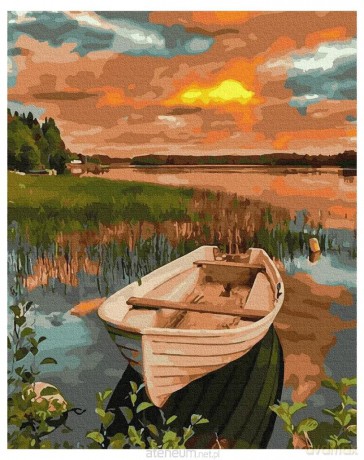Malowanie po numerach - Łódź o zachodzie 40x50 cm