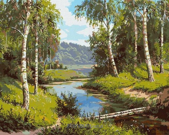 Malowanie po numerach - Mostek nad rzeką 40x50 cm