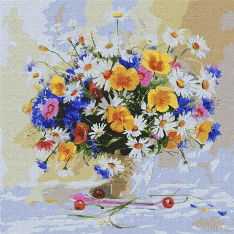 Malowanie po numerach - Mus kwiatowy 40x40 cm