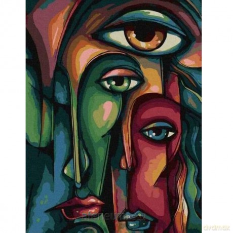Malowanie po numerach - Osoby w abstrakcji 40x50 cm